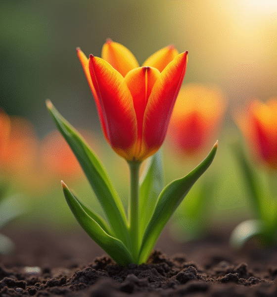 Fleur en forme de V éclatante dans un jardin frais