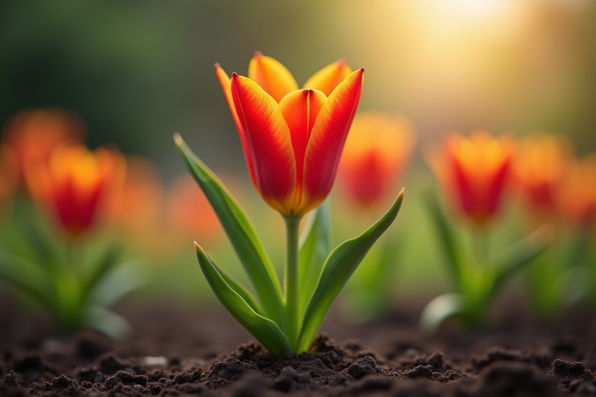 Fleur en forme de V éclatante dans un jardin frais