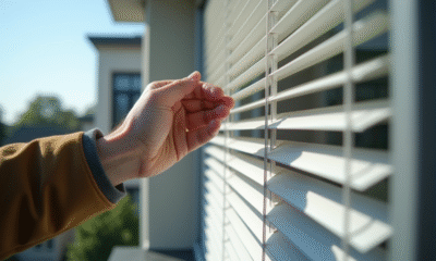 Personne installant des volets en aluminium sur une maison moderne