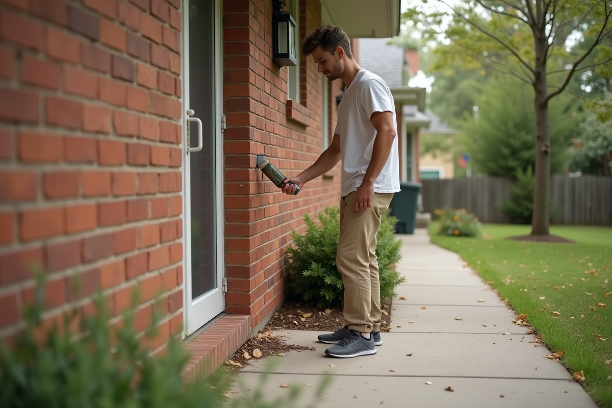 Jeune homme appliquant un répulsif contre les lézards à l